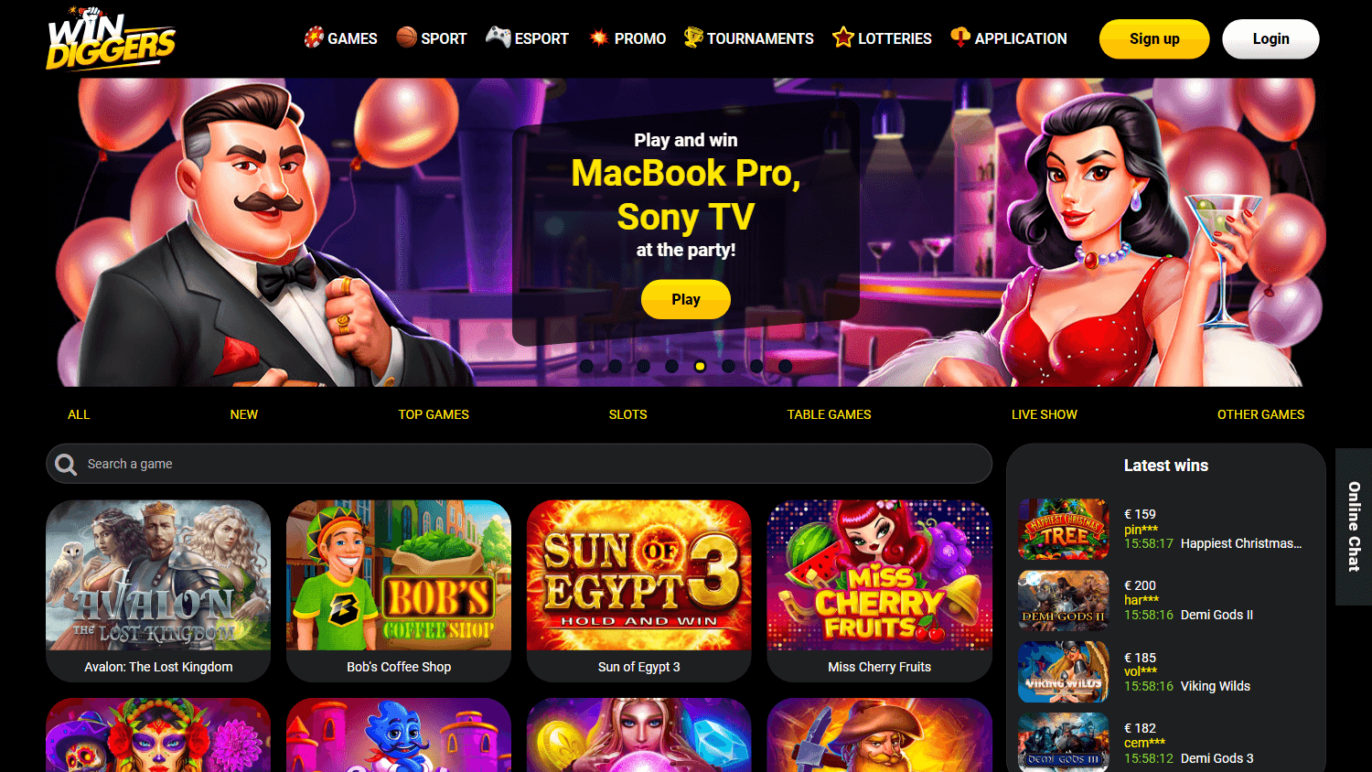 Win Diggers Casino Desktop screenshot
